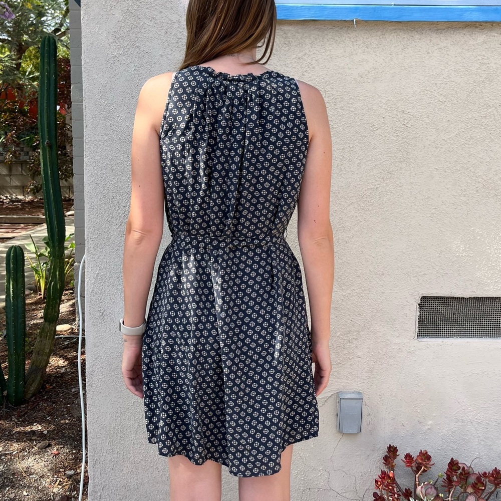 Madewell Navy Printed Tie-Neck Mini Dress - Picture 2 of 5